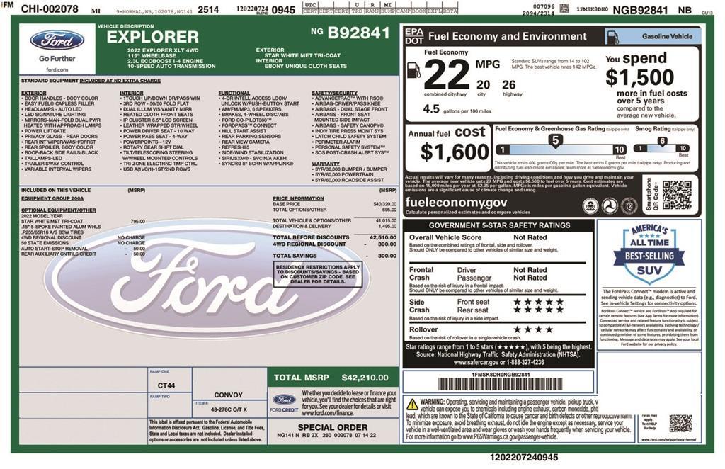 used 2022 Ford Explorer car, priced at $31,472