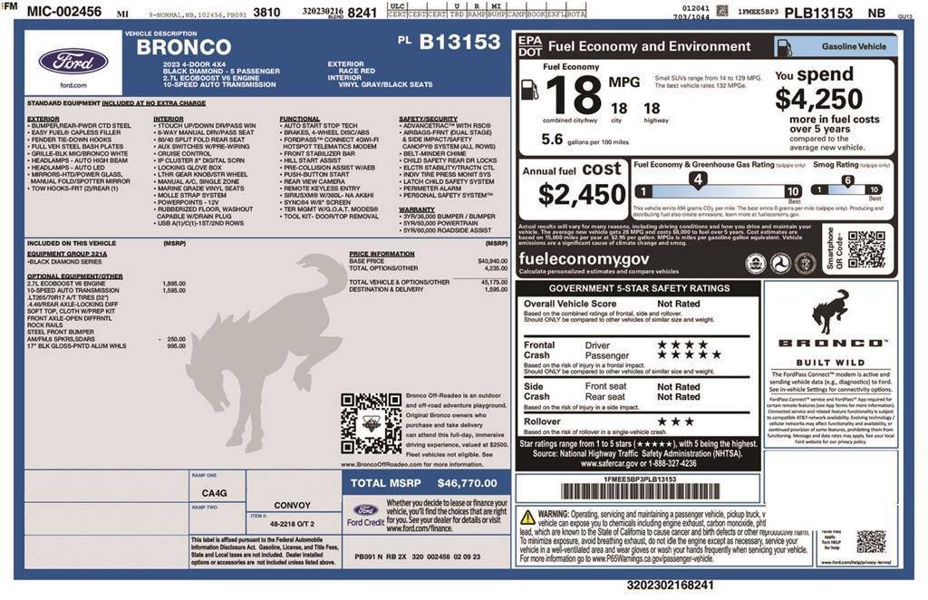 used 2023 Ford Bronco car, priced at $43,982