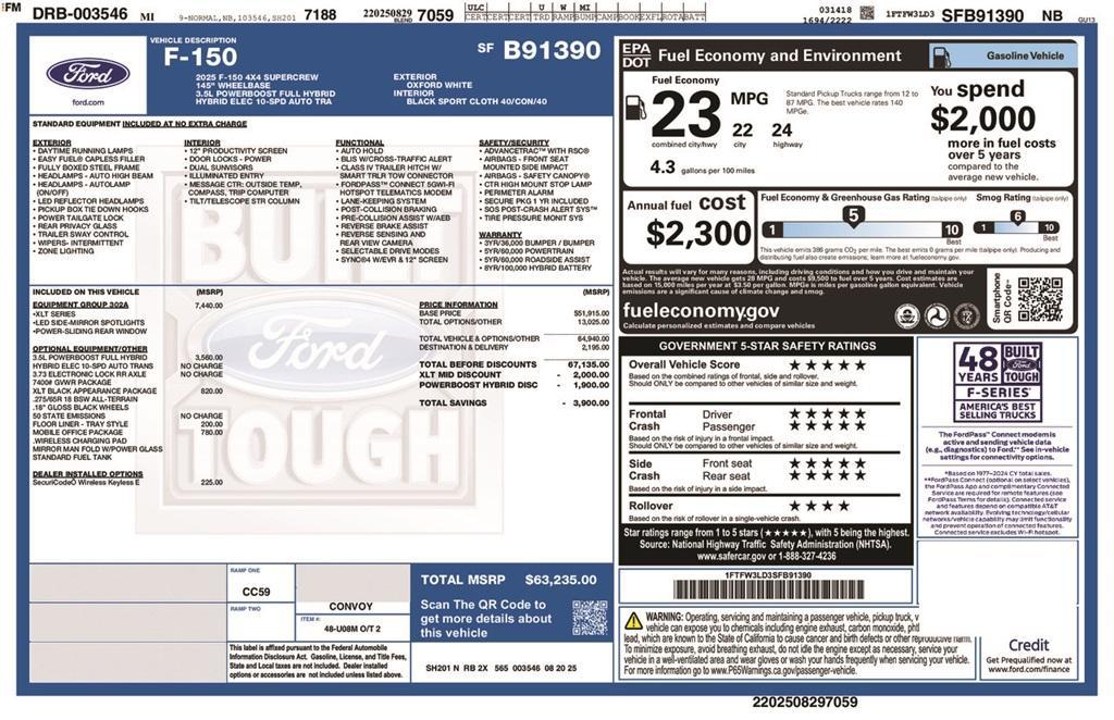new 2025 Ford F-150 car, priced at $63,235