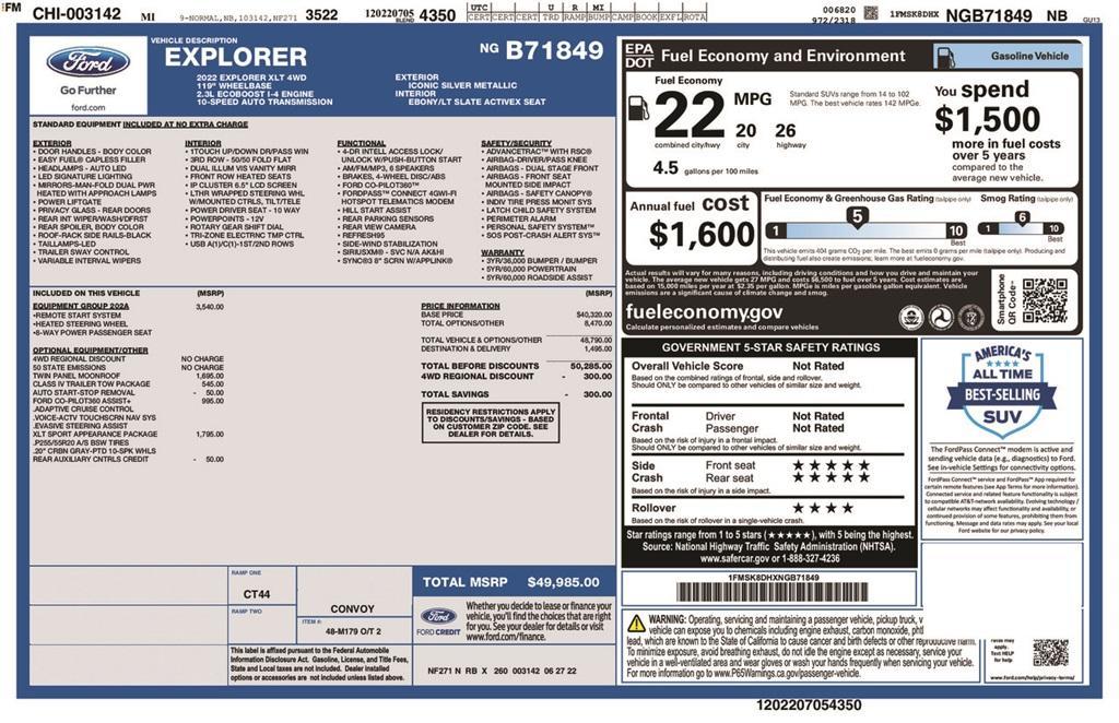 used 2022 Ford Explorer car, priced at $33,225