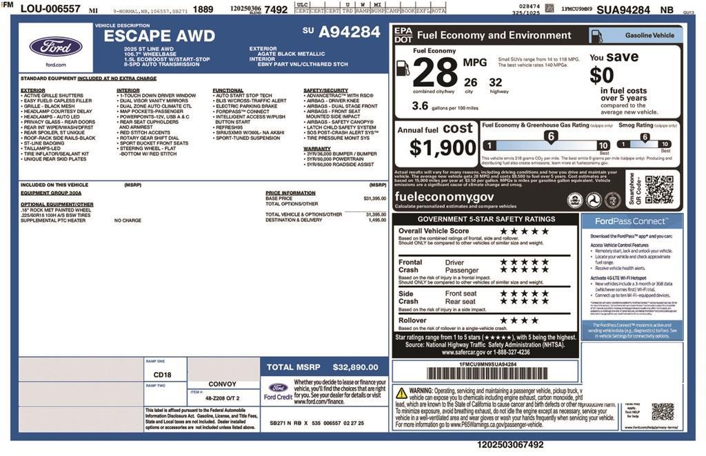 new 2025 Ford Escape car, priced at $32,890
