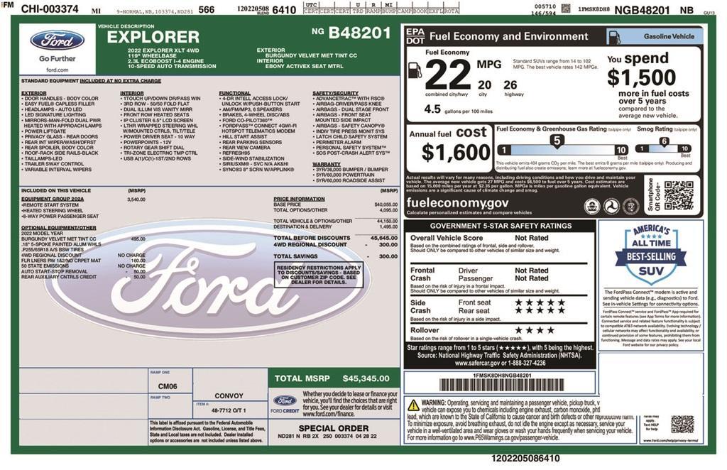 used 2022 Ford Explorer car, priced at $28,737
