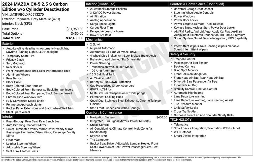 used 2024 Mazda CX-5 car, priced at $27,763