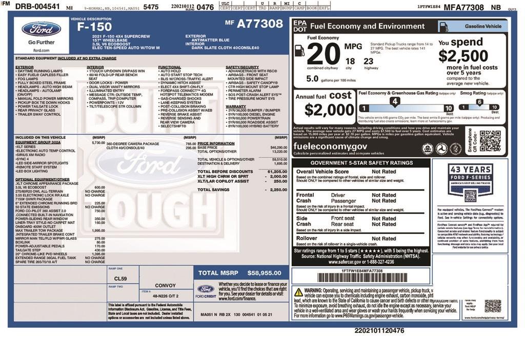used 2021 Ford F-150 car, priced at $28,448