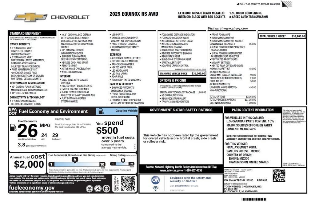 used 2025 Chevrolet Equinox car, priced at $35,315