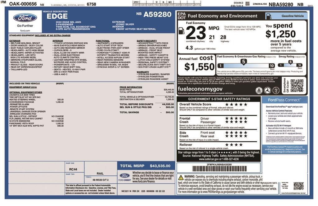 used 2022 Ford Edge car, priced at $24,658
