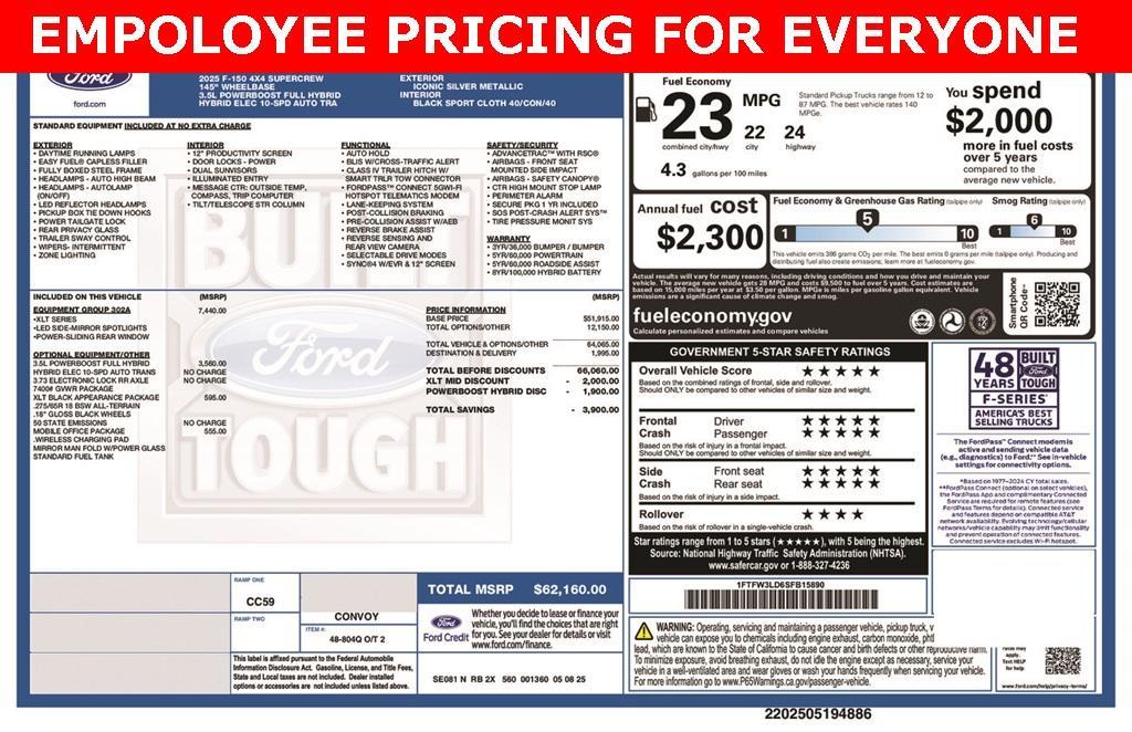 new 2025 Ford F-150 car, priced at $62,160