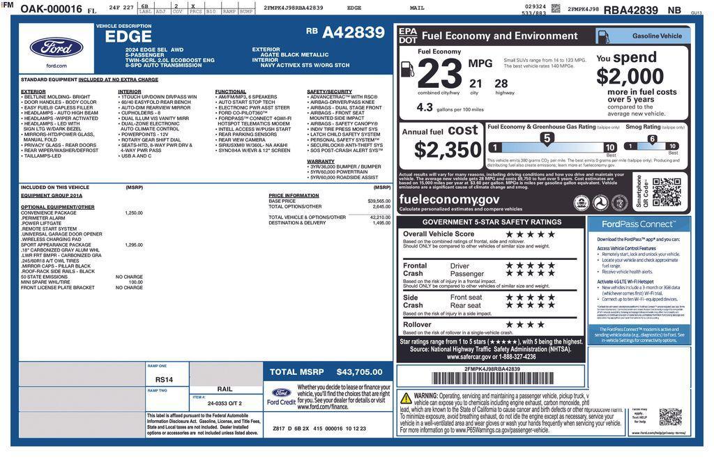 new 2024 Ford Edge car, priced at $36,205