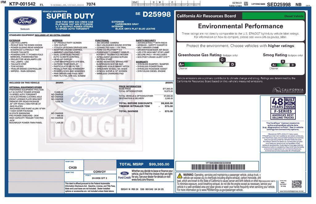 new 2025 Ford F-250 car, priced at $95,124