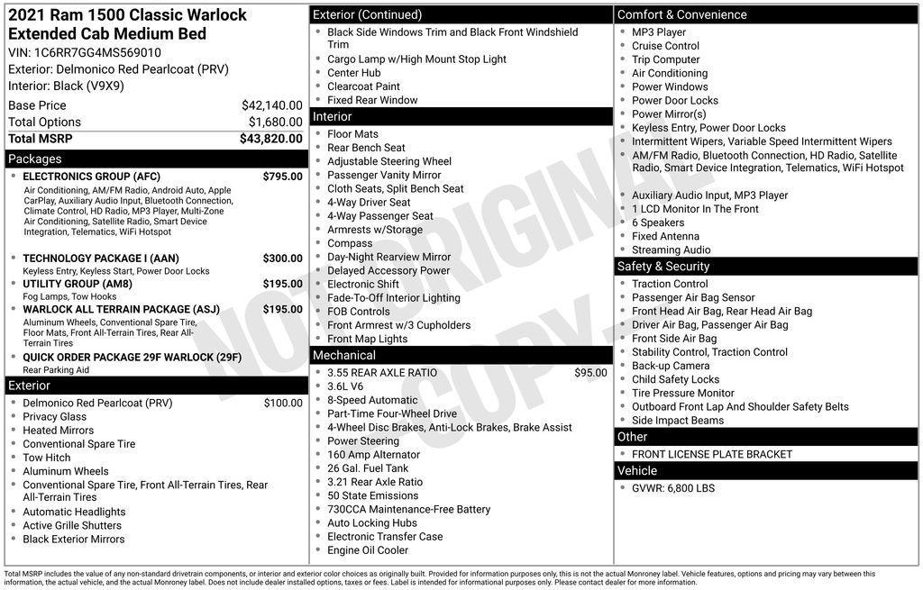 used 2021 Ram 1500 Classic car, priced at $27,900