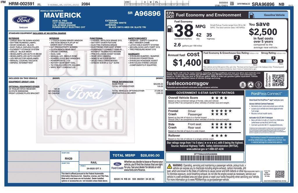 new 2025 Ford Maverick car, priced at $27,424
