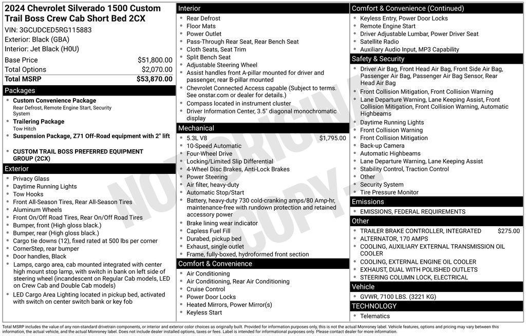 used 2024 Chevrolet Silverado 1500 car, priced at $46,250