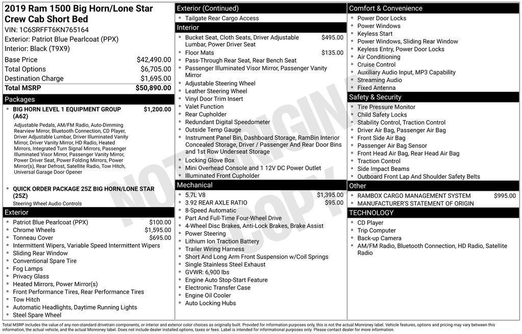 used 2019 Ram 1500 car, priced at $26,900