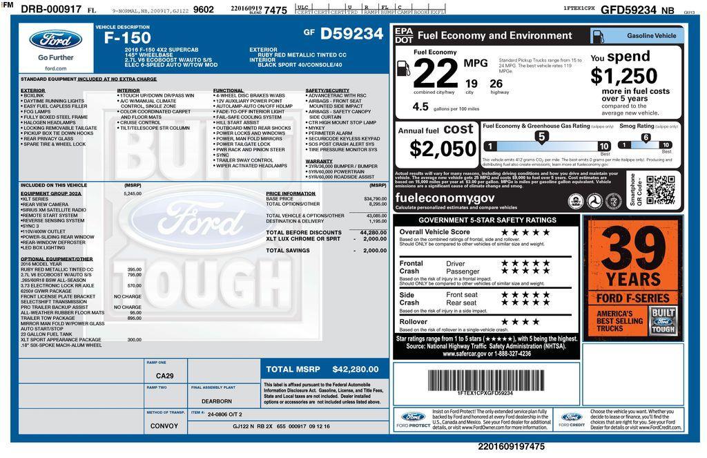 used 2016 Ford F-150 car, priced at $18,500