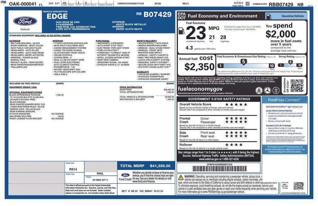new 2024 Ford Edge car, priced at $32,355