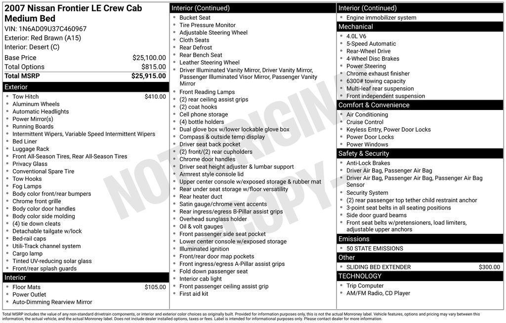 used 2007 Nissan Frontier car, priced at $8,900