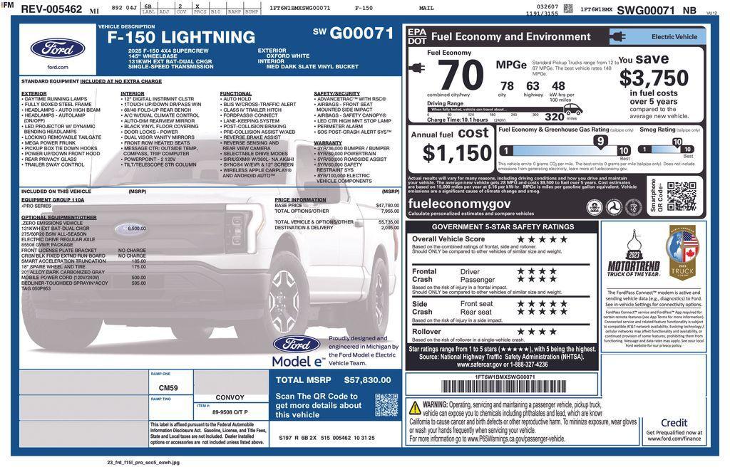 used 2025 Ford F-150 Lightning car, priced at $47,000