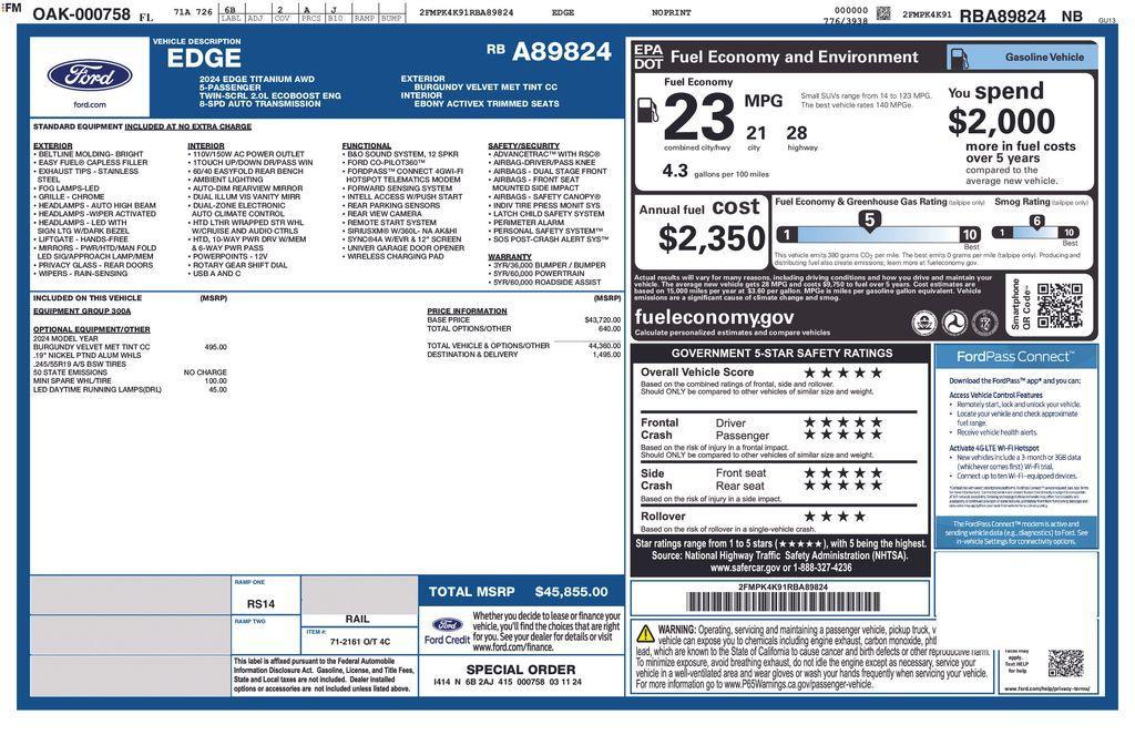 used 2024 Ford Edge car, priced at $28,500