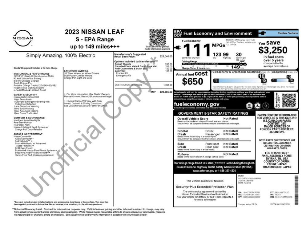 used 2023 Nissan Leaf car, priced at $14,250
