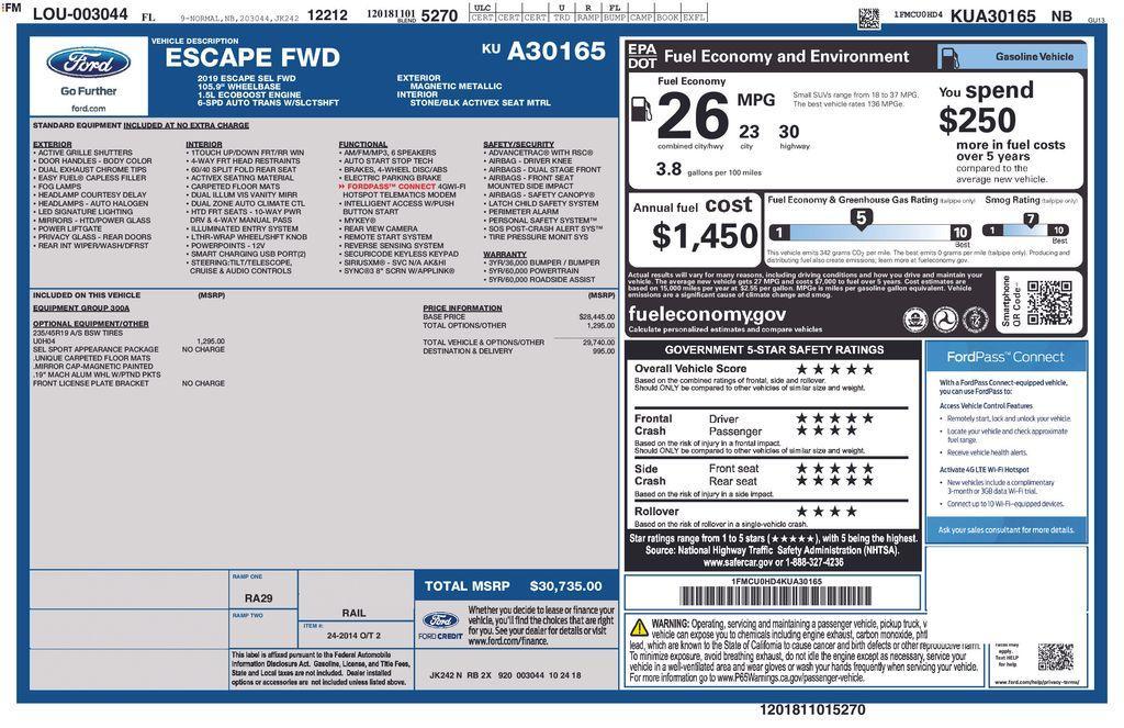 used 2019 Ford Escape car, priced at $17,900