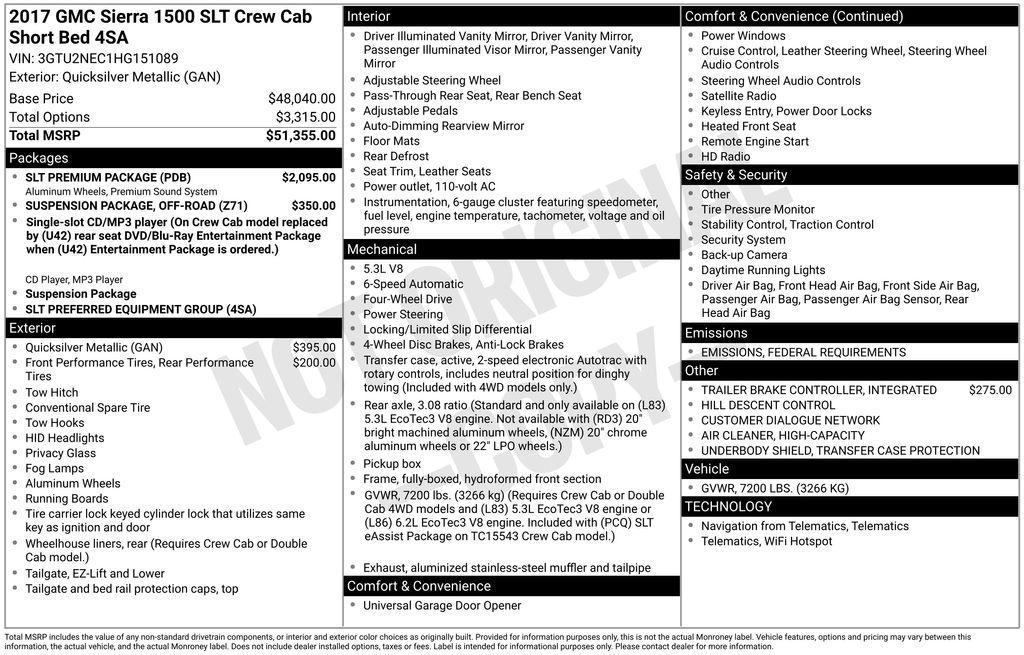 used 2017 GMC Sierra 1500 car, priced at $25,500