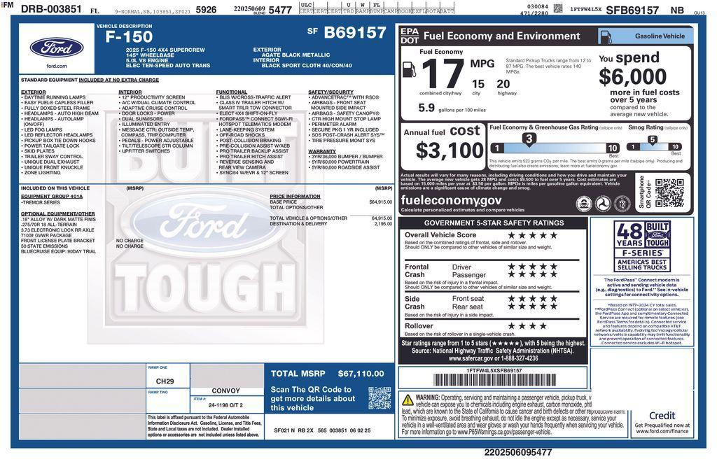 new 2025 Ford F-150 car, priced at $63,371