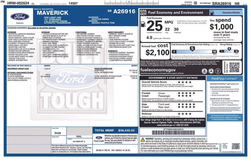 new 2025 Ford Maverick car, priced at $36,086