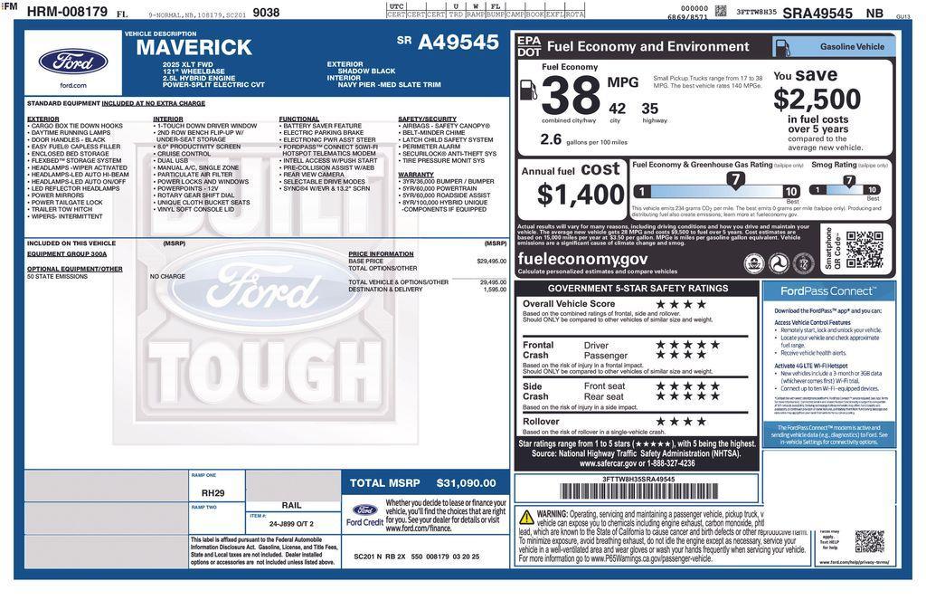 new 2025 Ford Maverick car, priced at $29,673