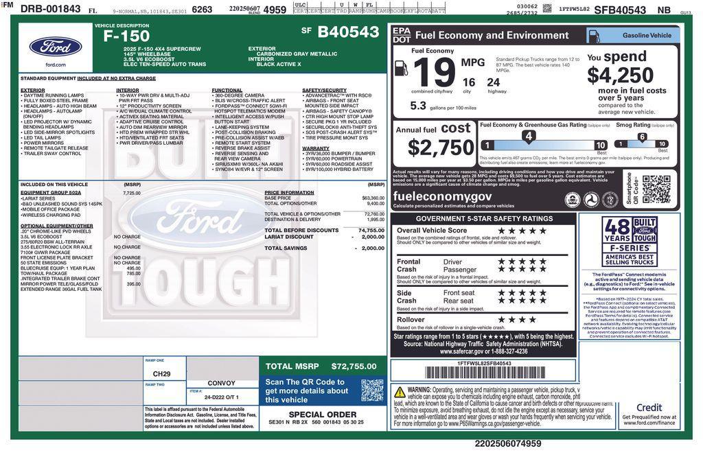new 2025 Ford F-150 car, priced at $68,133