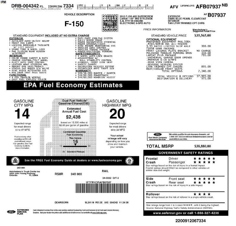 used 2010 Ford F-150 car, priced at $14,250