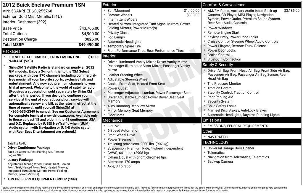 used 2012 Buick Enclave car, priced at $9,901