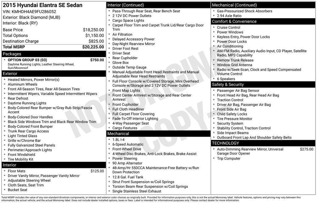 used 2015 Hyundai Elantra car, priced at $7,900