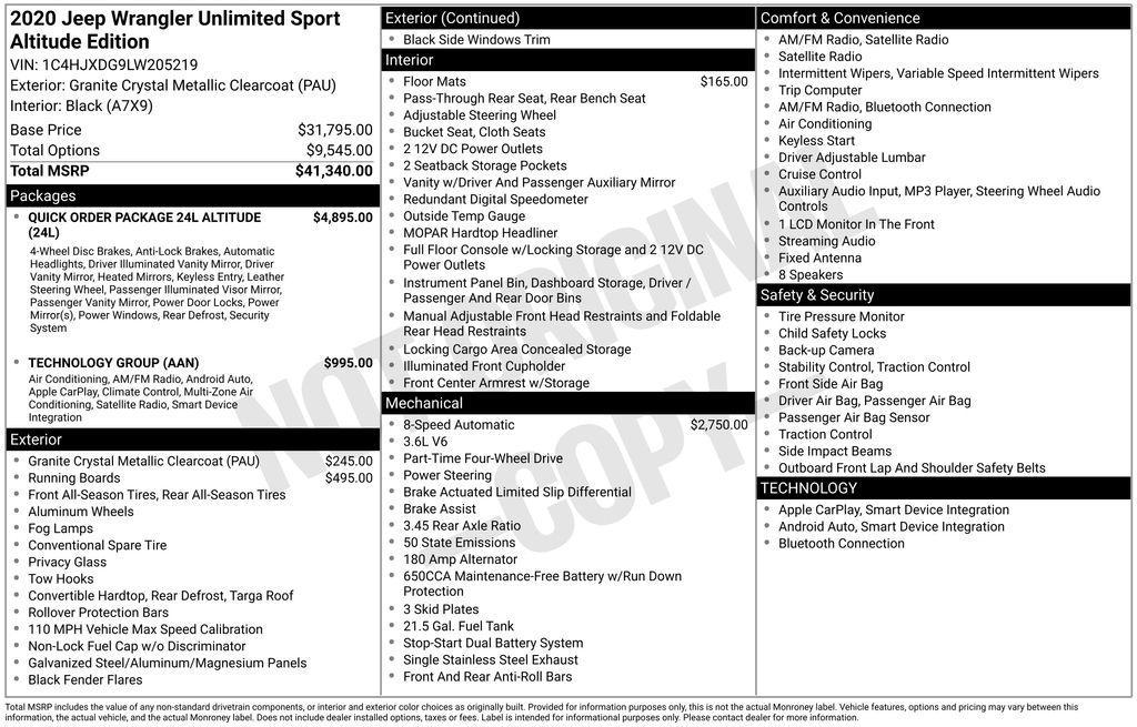 used 2020 Jeep Wrangler Unlimited car, priced at $24,901