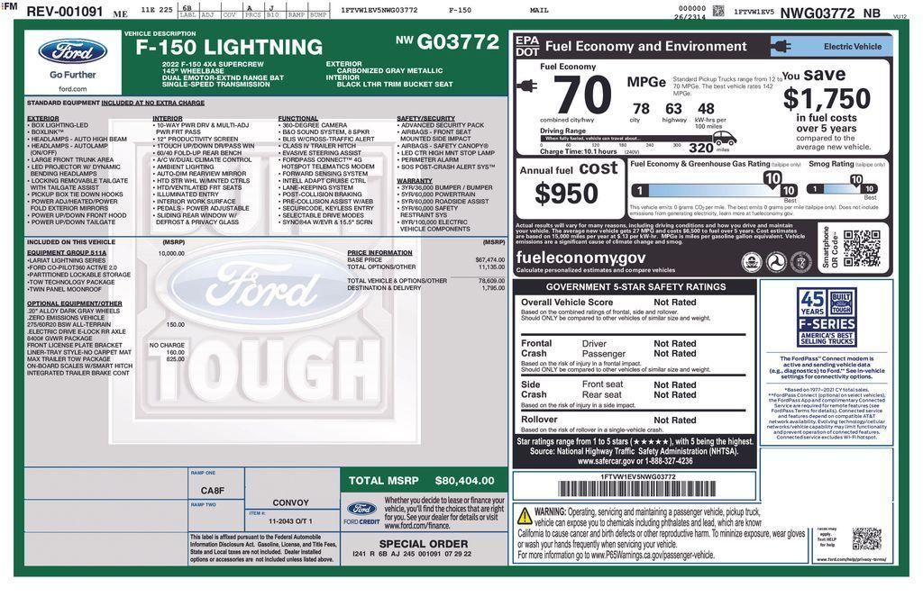 used 2022 Ford F-150 Lightning car, priced at $36,900