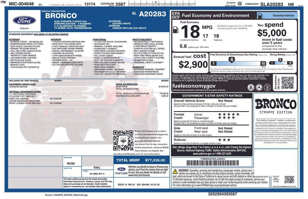 new 2025 Ford Bronco car, priced at $77,530