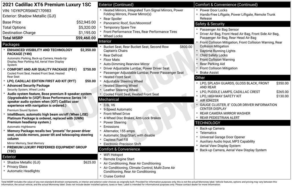 used 2021 Cadillac XT6 car, priced at $29,900