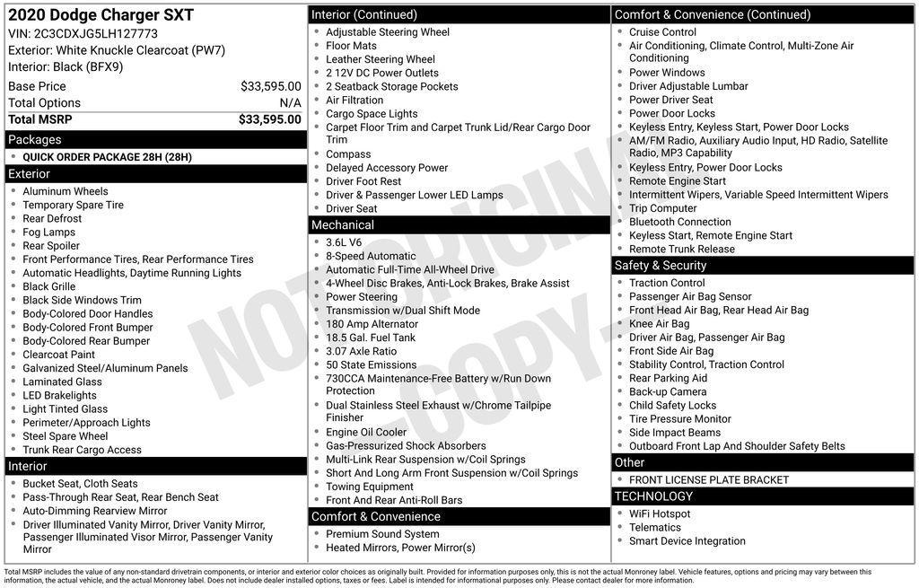 used 2020 Dodge Charger car, priced at $17,500