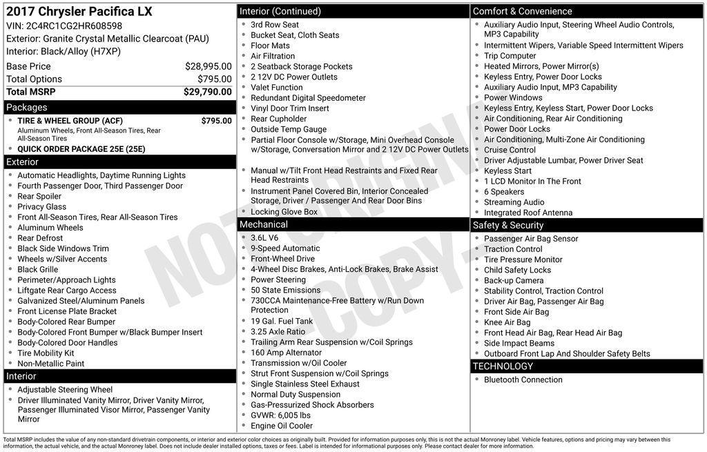 used 2017 Chrysler Pacifica car, priced at $9,900