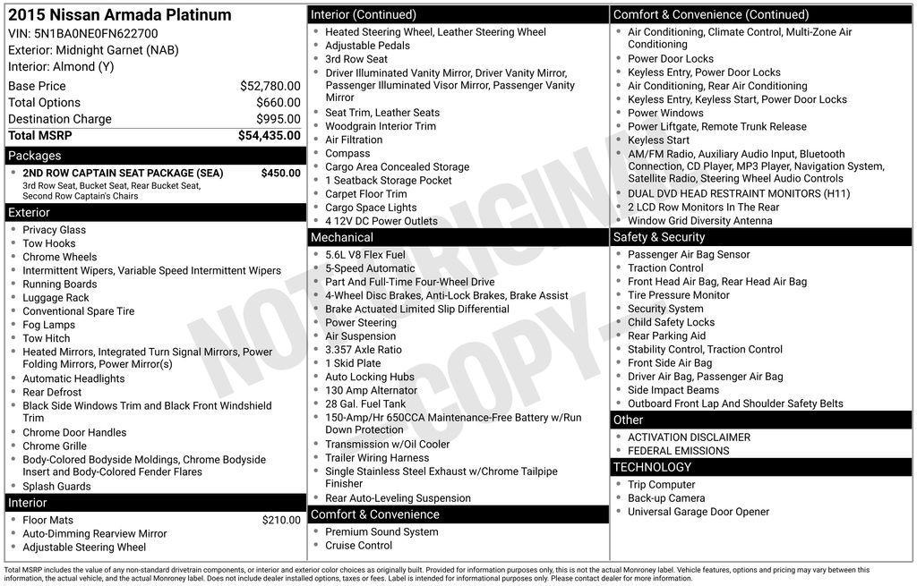 used 2015 Nissan Armada car, priced at $11,250