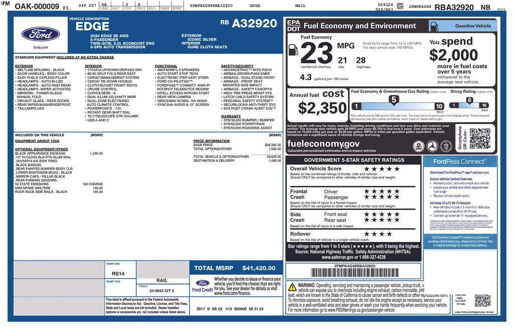 new 2024 Ford Edge car, priced at $33,753