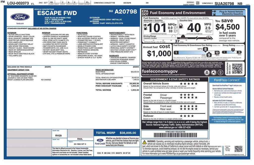 new 2025 Ford Escape car, priced at $30,398