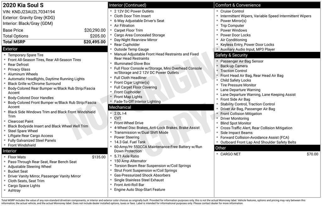 used 2020 Kia Soul car, priced at $12,500