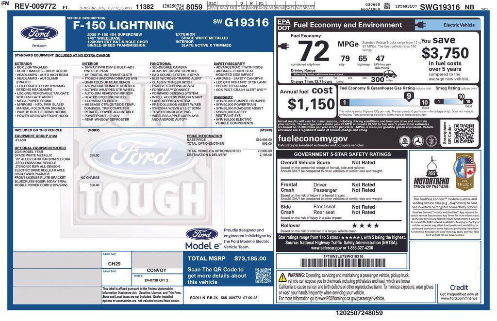 new 2025 Ford F-150 Lightning car, priced at $67,310