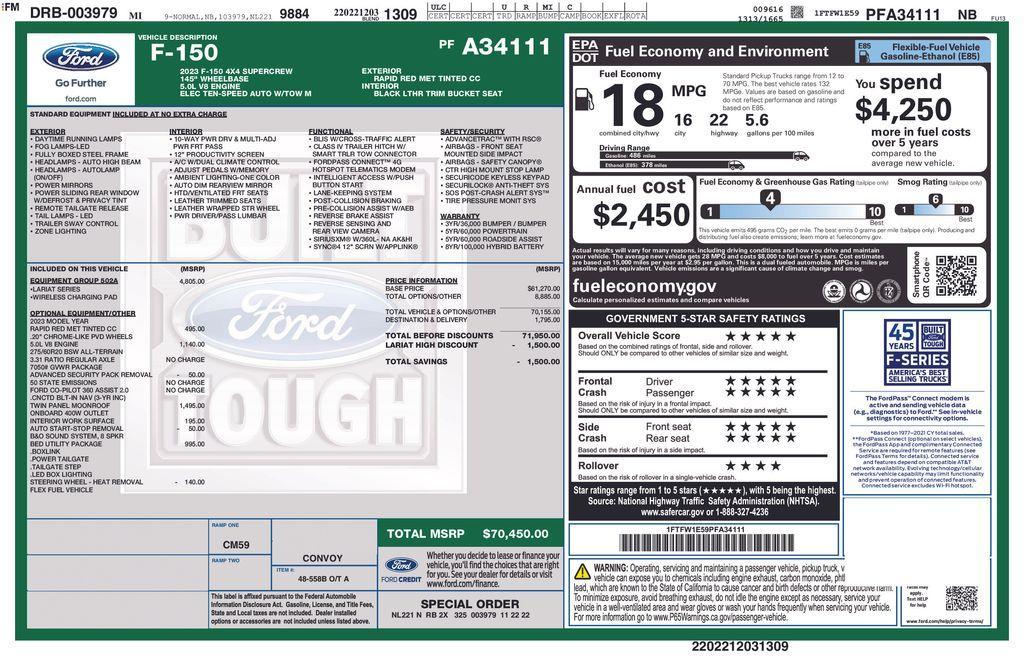used 2023 Ford F-150 car, priced at $54,500