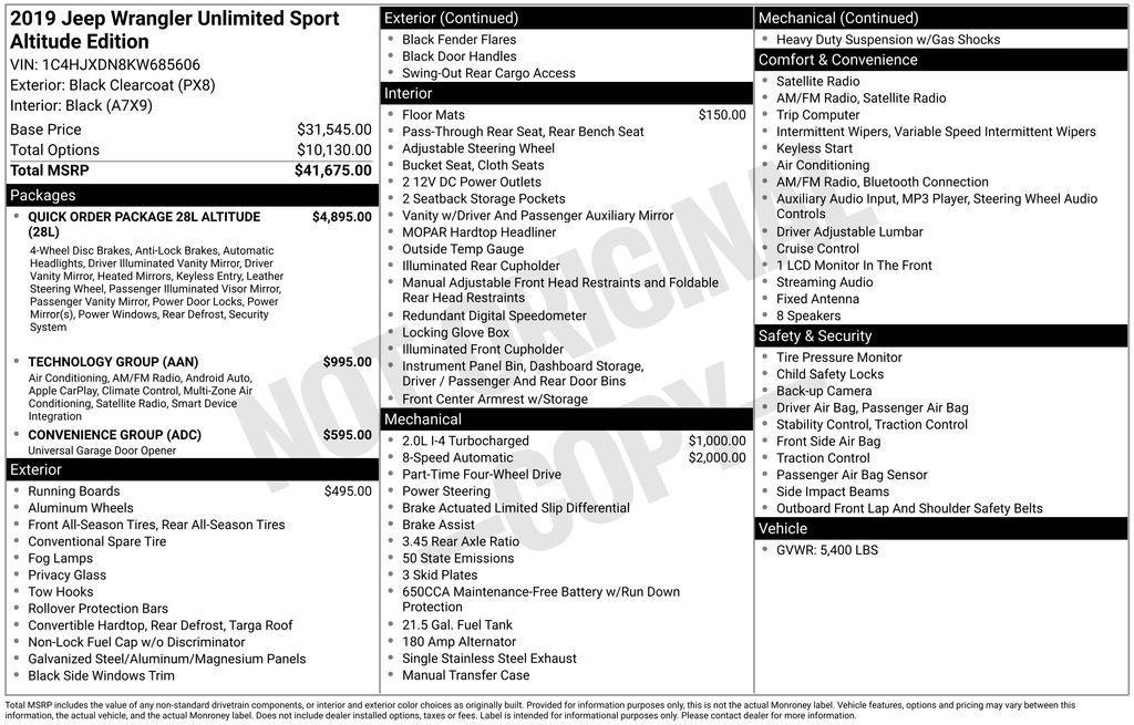 used 2019 Jeep Wrangler Unlimited car, priced at $21,000