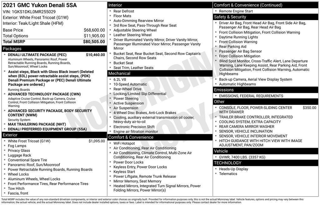 used 2021 GMC Yukon car, priced at $55,900