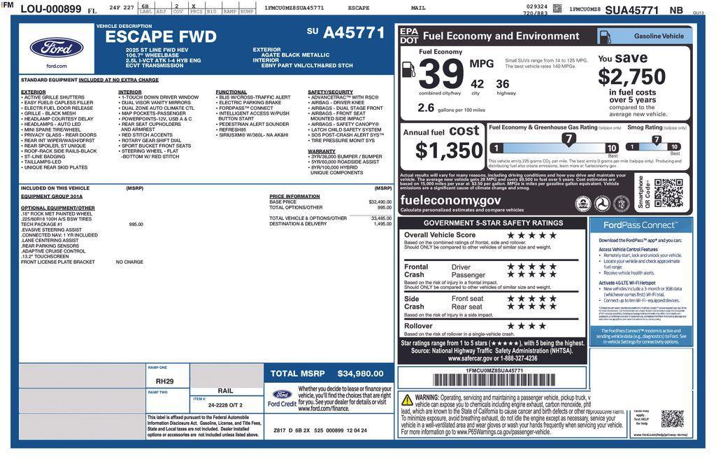 new 2025 Ford Escape car, priced at $29,881
