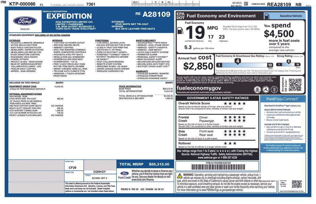 new 2024 Ford Expedition car, priced at $71,250