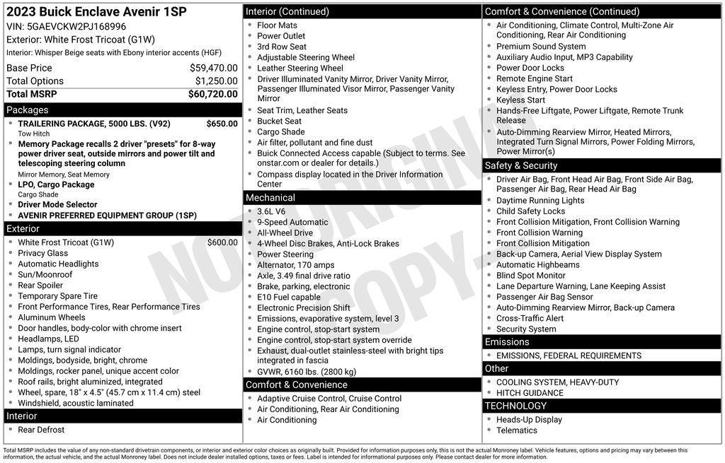 used 2023 Buick Enclave car, priced at $38,250