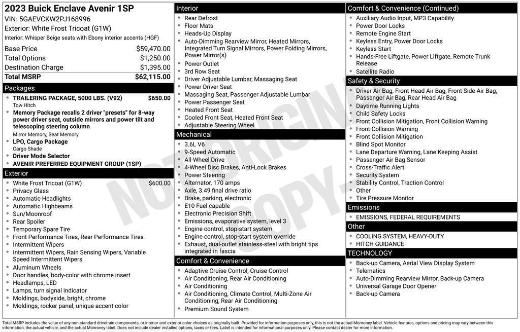 used 2023 Buick Enclave car, priced at $37,200